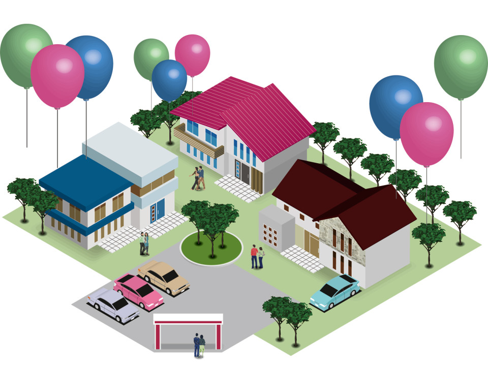 ハウスメーカー探し・住宅展示場イメージイラスト